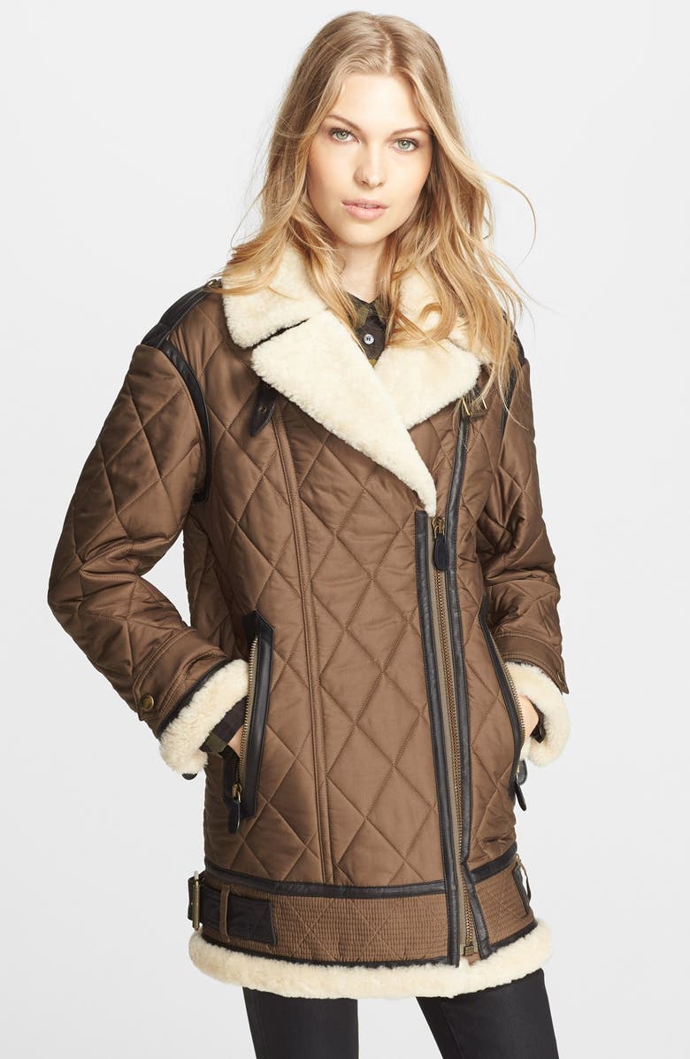 Burberry Brit 'Reeseford' Leather & Genuine Shearling Trim Quilted ...