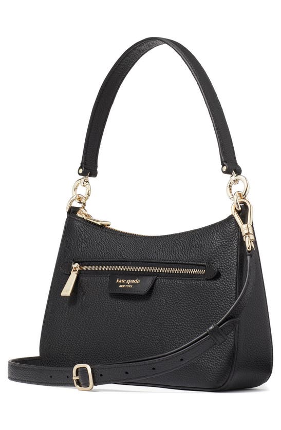 Shop Kate Spade Hudson Pebbled Leather Medium Shoulder Bag In Black