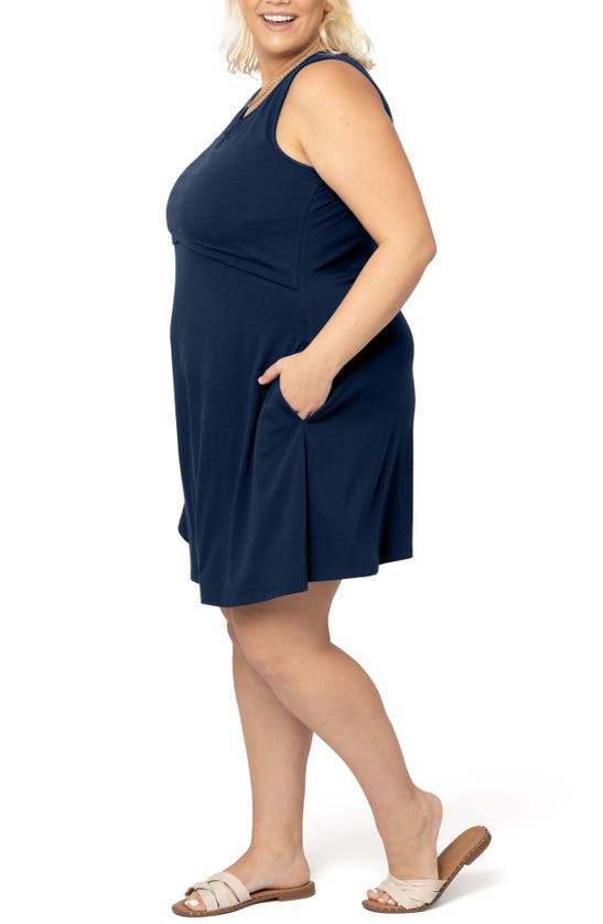 Shop Kindred Bravely Penelope Crossover Maternity/nursing Dress In Navy Blue