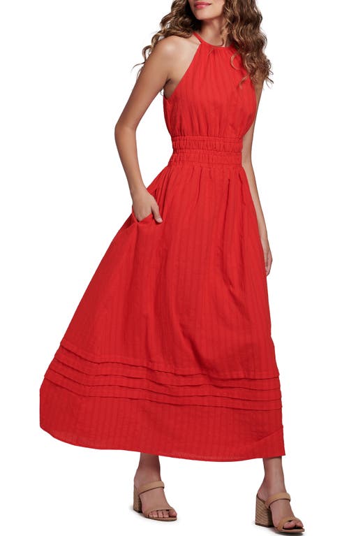 Lost + Wander Strawberry Waves Halter Neck Cotton Maxi Dress in Red