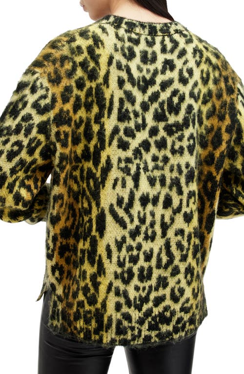 Shop Allsaints Lex Leopard Print Sweater In Electric Yellow