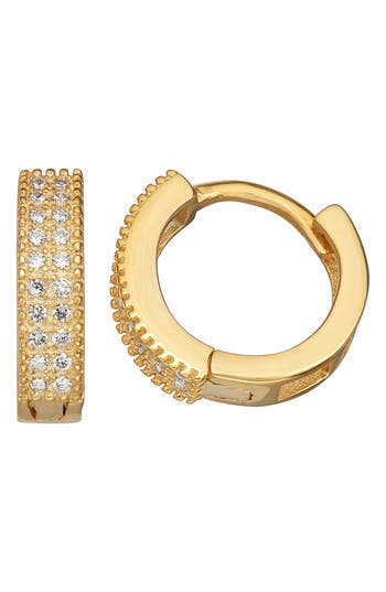 Fzn Cubic Zirconia Huggie Hoop Earrings In Gold