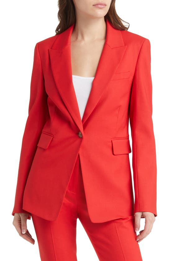 Argent Stretch Wool Single Button Blazer In Poppy