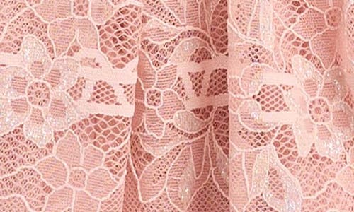 Popatu Kids' Metallic Lace Overlay Dress In Peach
