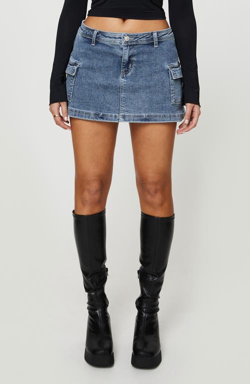 Princess Polly Grishea Low Rise Cargo Denim Miniskirt In Blue