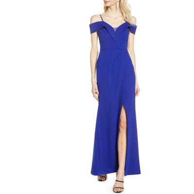 Morgan & Co. Portrait Collar Gown, Blue