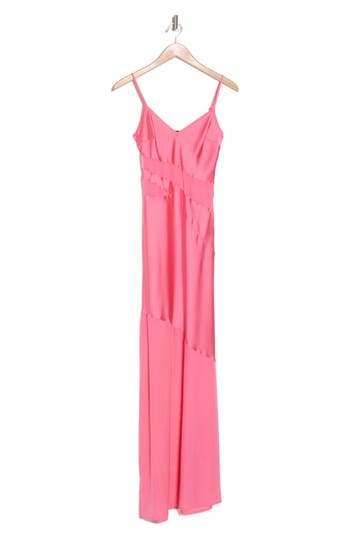 Shop French Connection Inu Satin & Mesh Slipdress In Camelia Rose