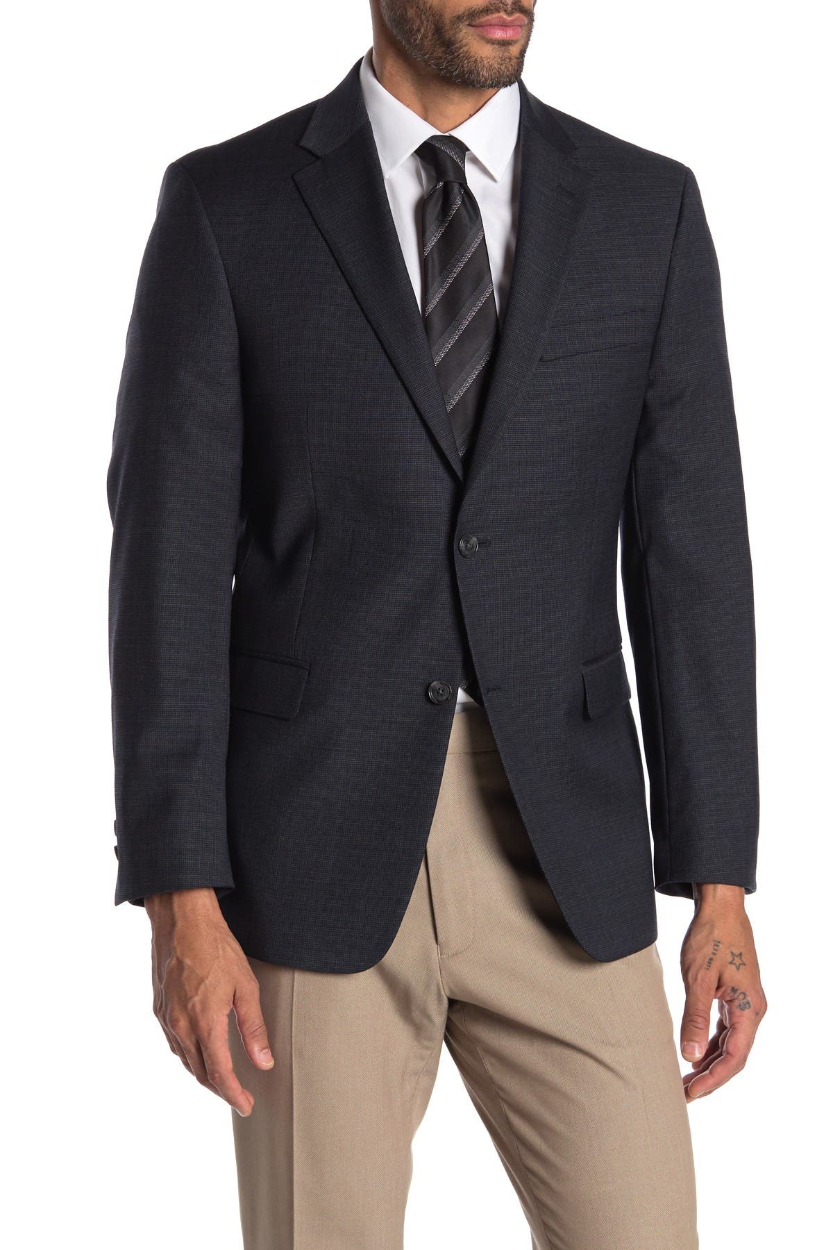 Tommy Hilfiger | Gray Grid Two Button Notch Lapel Suit Separate Sport ...