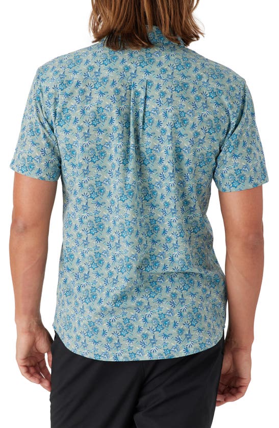 Shop O'neill Trvlr Traverse Floral Print Upf 50+ Button-up Shirt In Seagrass