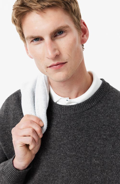 Lacoste Relaxed Fit Double Face Cotton & Wool Blend Sweater In Agathe Chine/viennese