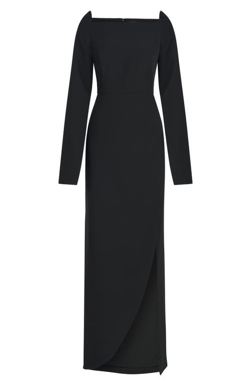 Shop Kay Unger Katerina Long Sleeve Column Gown In Black