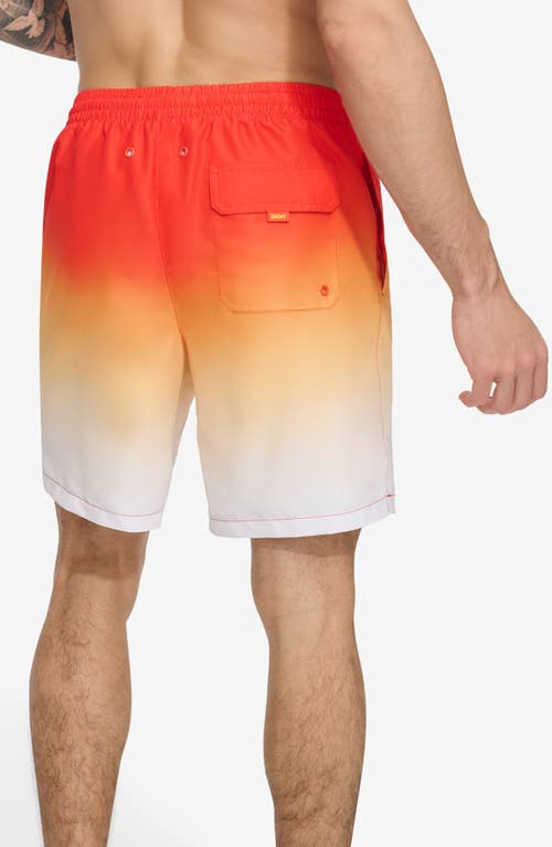 Shop Dkny Core Volley Ombré Swim Trunks In Orange