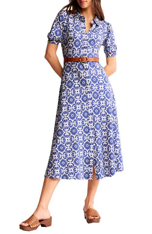 Boden Libby Tile Print Jersey Midi Shirtdress Mosaic Bloom at Nordstrom,