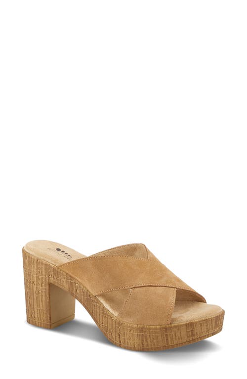 Spring Step Blanchar Platform Sandal In Tan Suede