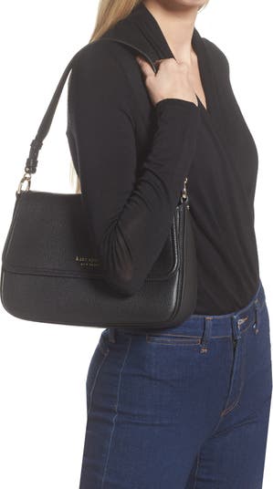 kate spade new york Hudson Pebbled Leather Medium Convertible Flap Shoulder  Bag