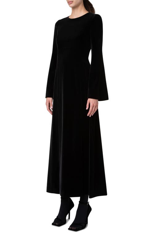 Akris Punto Long Sleeve Soft Techno Velvet Midi Dress In Black