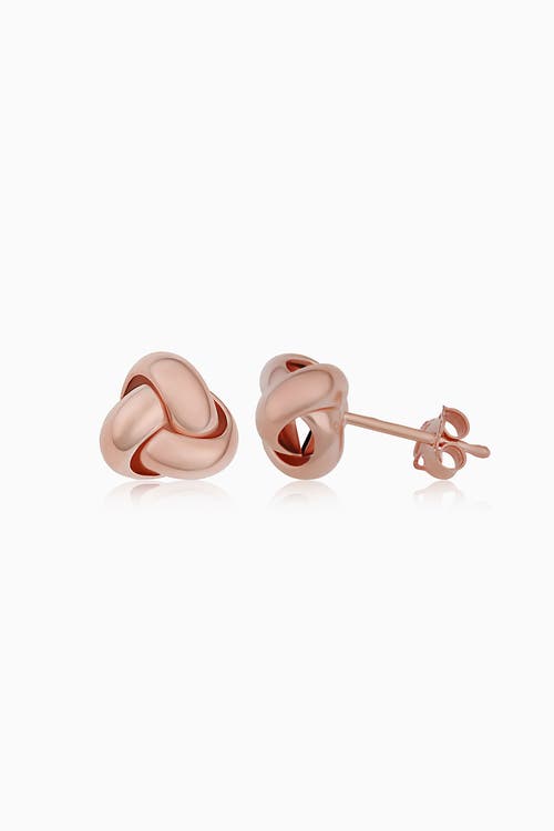 Oradina 14k Rose Solid Gold Forget Me Knot Studs In Rose Gold