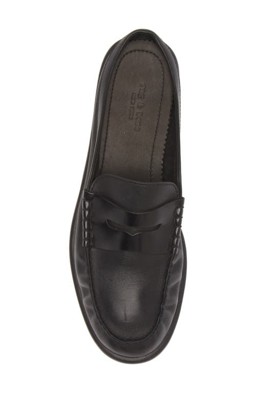 Rag & Bone Carter Penny Loafer Mule In Black Leather