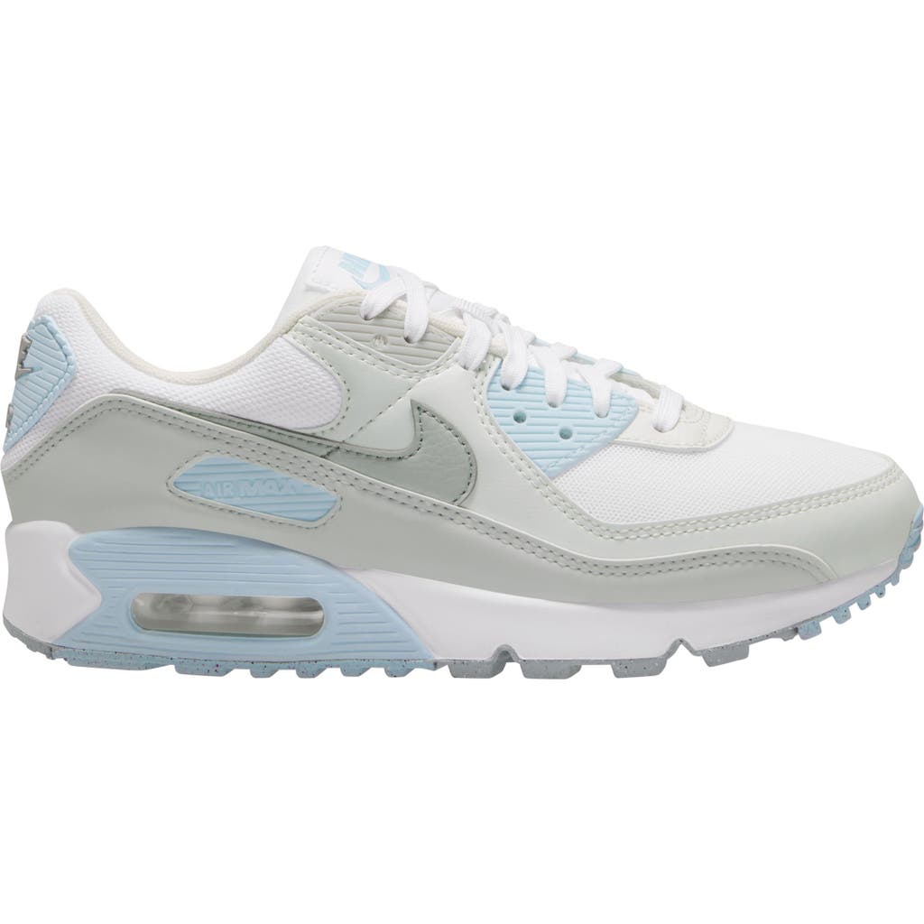 Nike Air Max 90 Sneaker In White/silver/glacier Blue