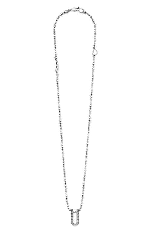 Shop Lagos Caviar Spark Small Linear Pavé Diamond Pendant Necklace In Silver