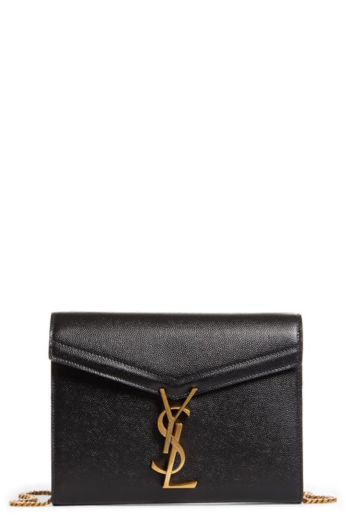 Saint Laurent Cassandra Leather Wallet on a Chain in Nero at Nordstrom