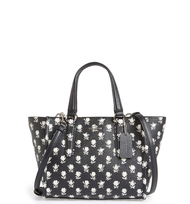 COACH 'Mini Crosby' Floral Print Grosgrain Leather Tote | Nordstrom
