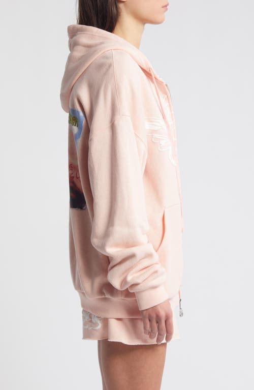 Shop Boys Lie Greetings Harley Zip-up Graphic Hoodie In Pink