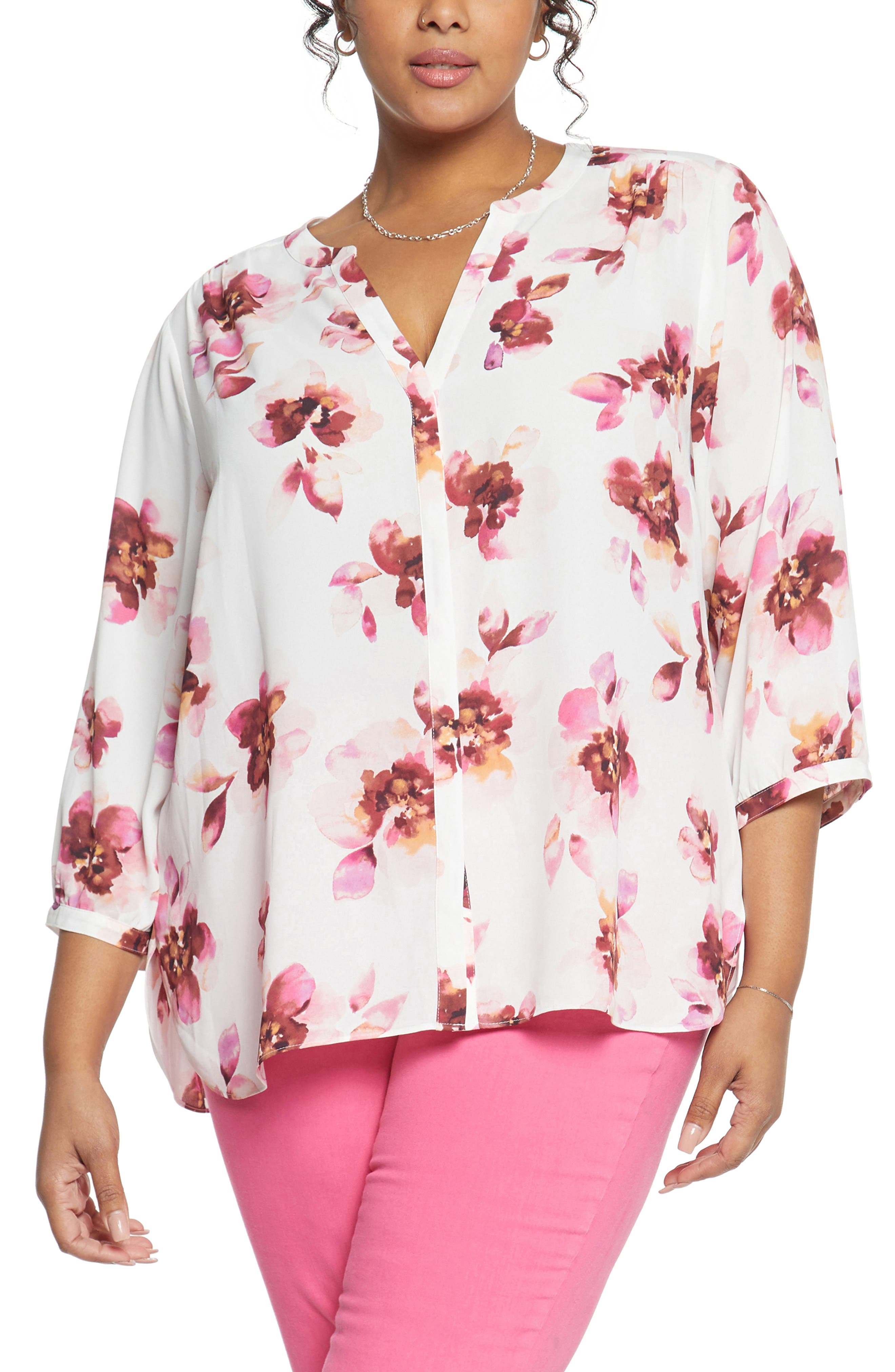 Women Retro Floral Print Top Button Plus Size Short Sleeve Blouse Tunic Shirt US