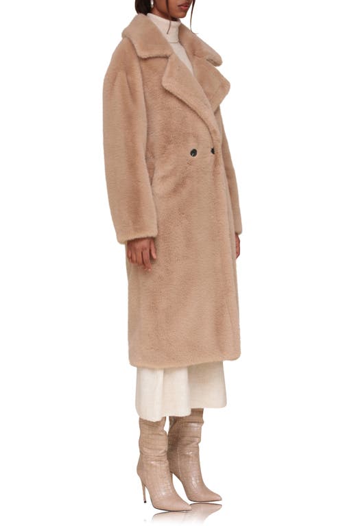 Shop Avec Les Filles Oversize Luxe Faux Fur Longline Coat In Taupe