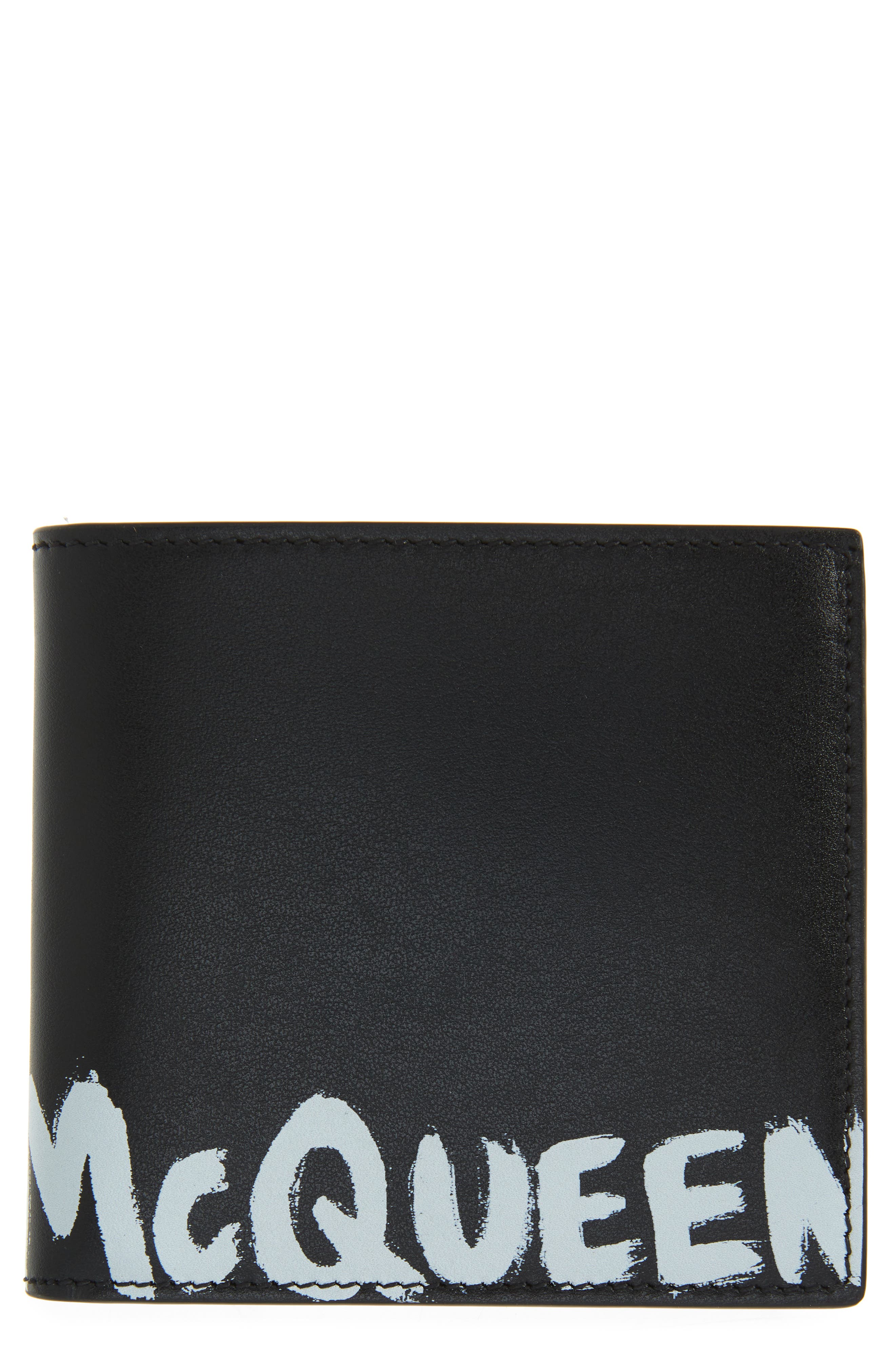 Alexander McQueen Graffiti Logo Leather Bifold Wallet in Black/White at Nordstrom