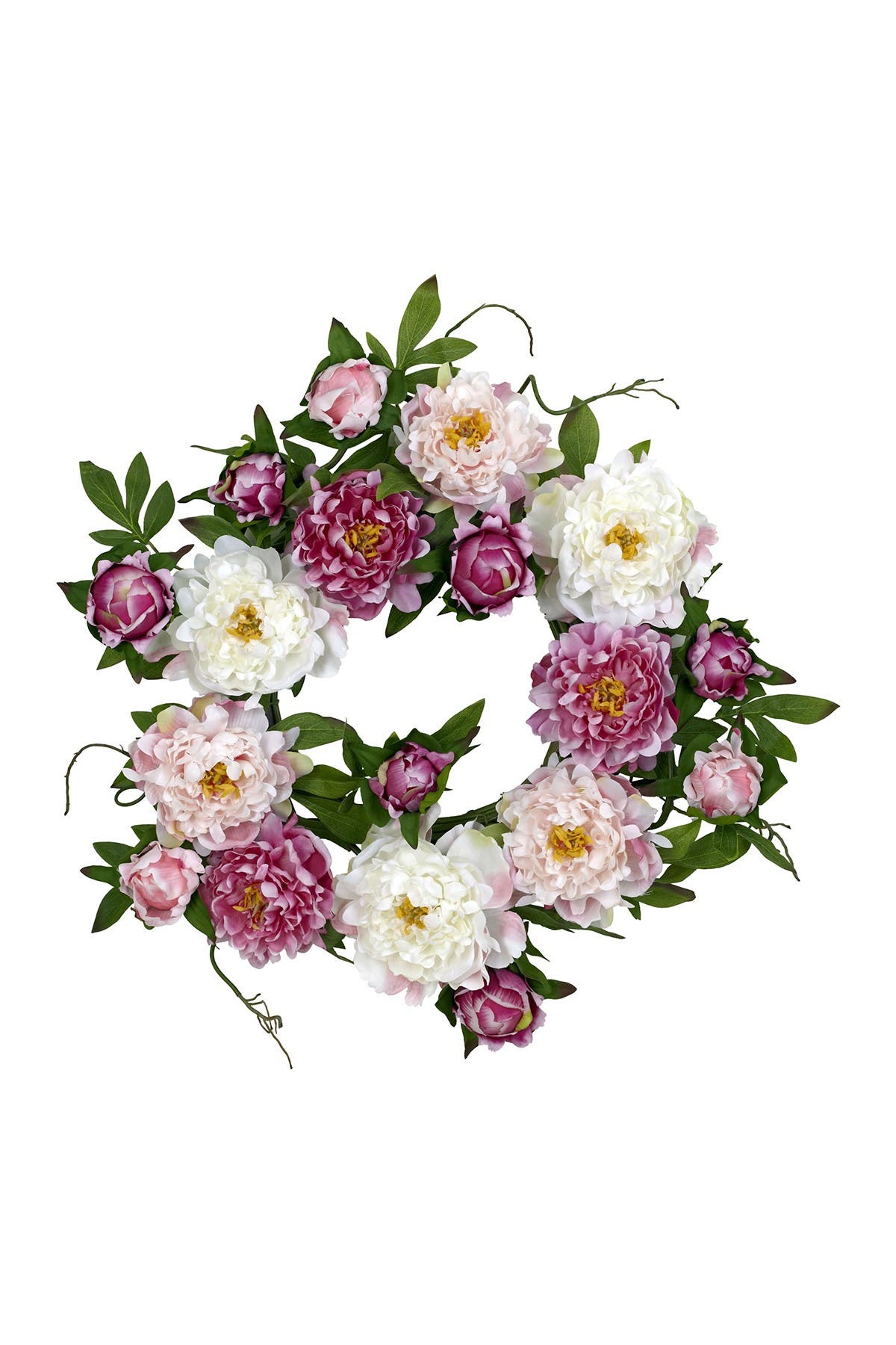 Nearly Natural 22" Peony Wreath In Pink