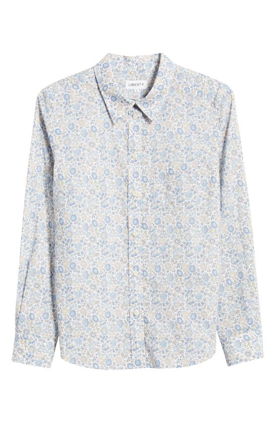 Shop Liberty London Floral Fitted Button-up Shirt In Light Blue