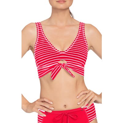 Robin Piccone Sailor Tie Knot Bikini Top, Red