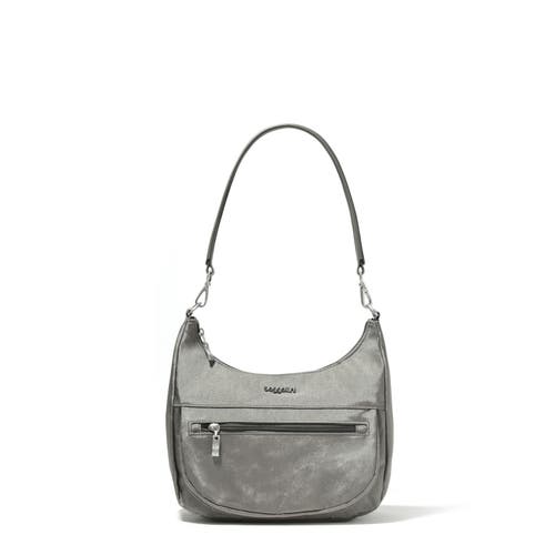 Baggallini Modern Pocket Half Moon Crossbody Shoulder Bag In Sterling Shimmer