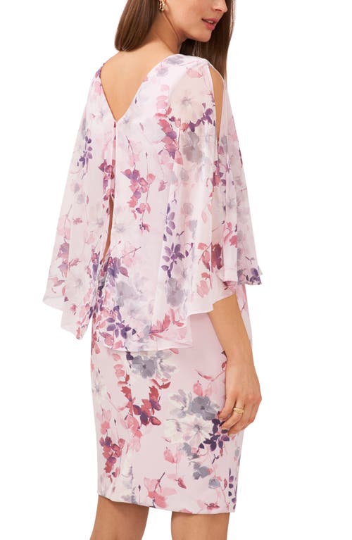 Shop Chaus Notch Neck Floral Overlay Sheath Minidress In Lilac/purple 539