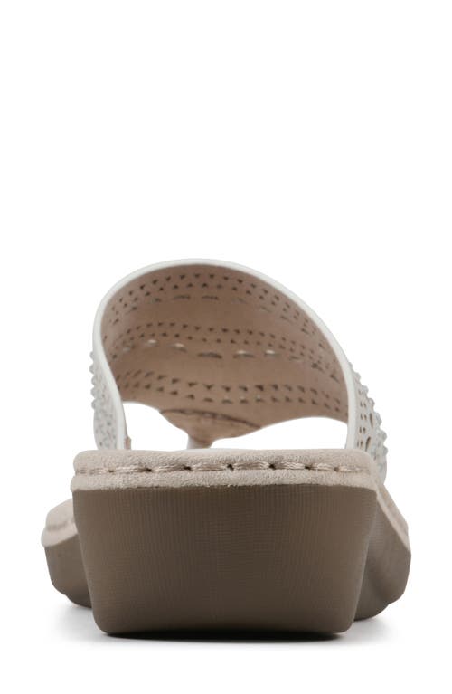Cliffs By White Mountain Compact Womens Faux Leather Perforated Slide Sandals In White/nubuck