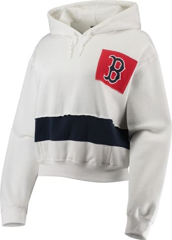 Refried Apparel White/Navy Boston Red Sox Cropped Pullover Hoodie