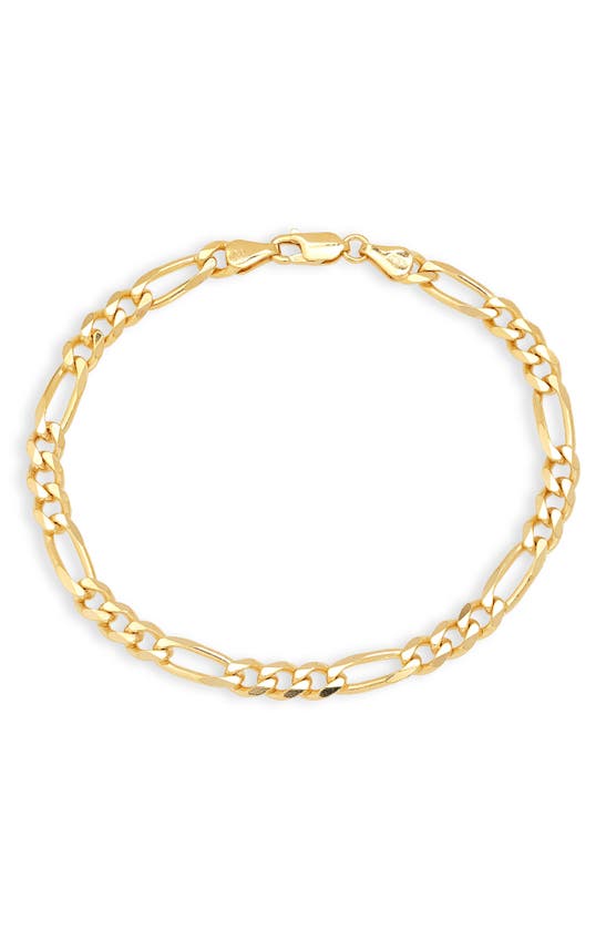 Argento Vivo Sterling Silver Figaro Chain Bracelet In Gold