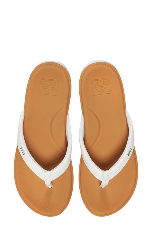 Shop Reef Cushion Cloud Platform Flip Flop In White/tan