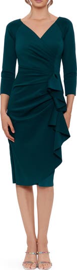 Xscape Ruffle Long Sleeve Scuba Sheath Cocktail Dress | Nordstrom
