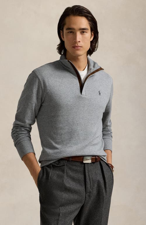 Shop Polo Ralph Lauren Cotton Blend Quarter Zip Pullover In Steel Heather