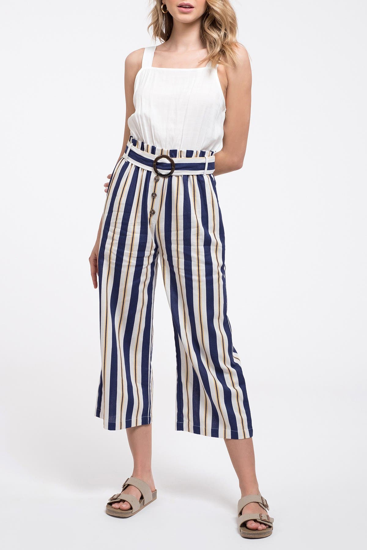 high waist buckle jumpsuit