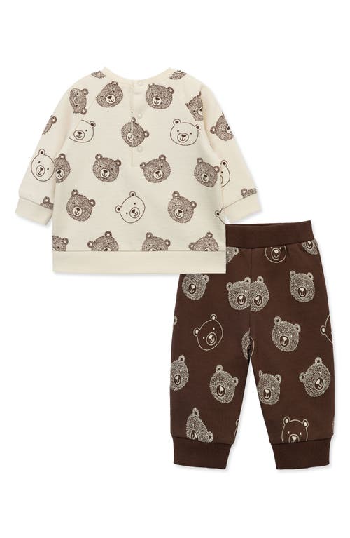 Little Me Bears Crewneck Sweatshirt & Joggers Set In Brown