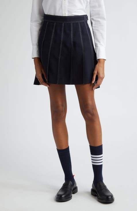 Womens Wool Blend High Waist A Line Short Pleated Skirt Slim Mini