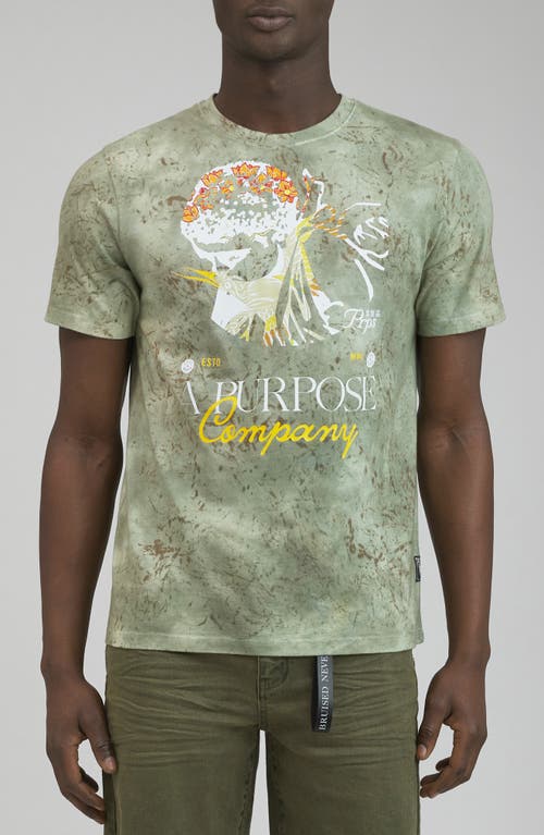 Fire Valley Graphic T-Shirt in Green Tie Dye