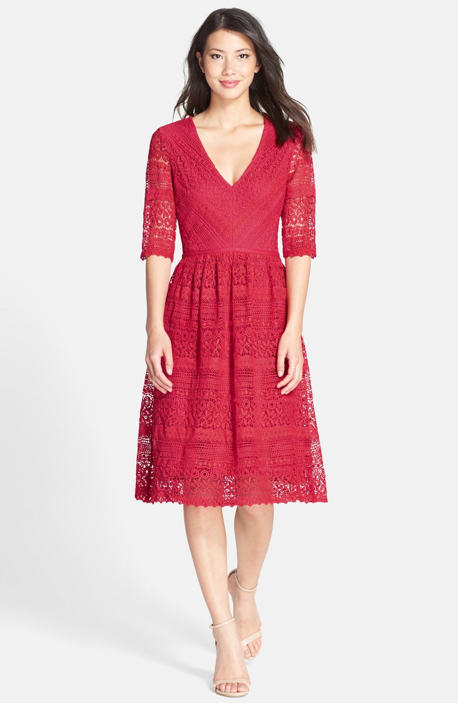 KUT from the Kloth Lace V-Neck Fit & Flare Dress | Nordstrom