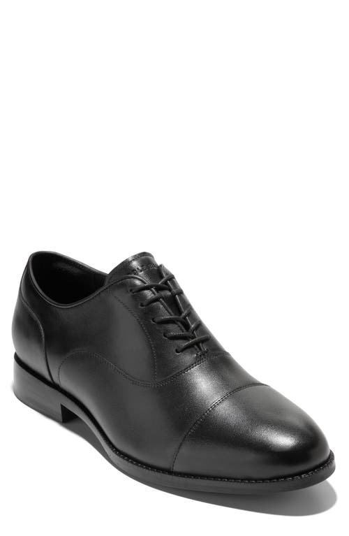 Cole Haan Broadway Cap Toe Oxford In Black/black Wp