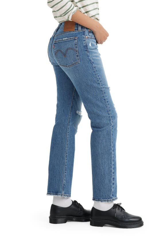 Shop Levi's Wedgie Ripped High Waist Straight Leg Ankle Jeans In Neither Here Nor There