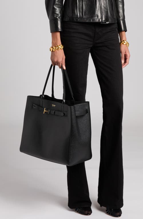 Shop Tom Ford Large Audrey Grained Leather Tote In 1n001 Black