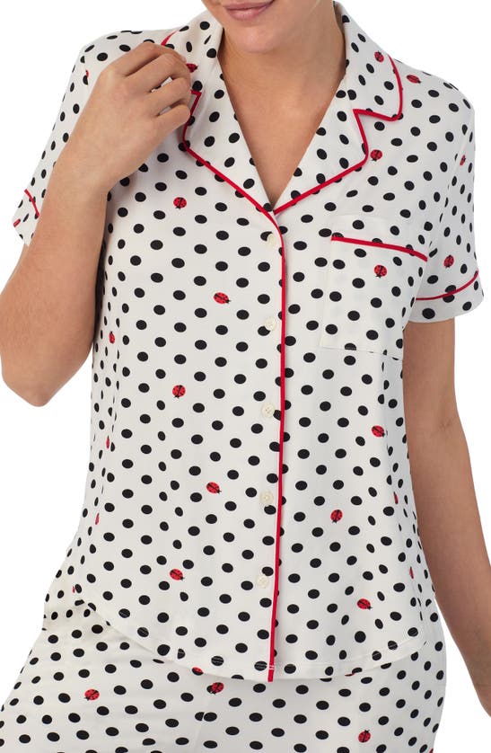 Shop Kate Spade Print Crop Pajamas In White Dot
